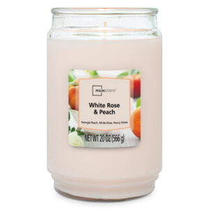 Mainstays White Rose & Peach Single Wick Candle, 20 oz