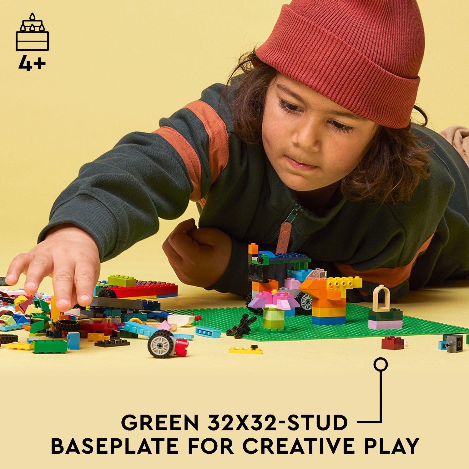 LEGO Classic Green Baseplate, Creative Toy for Back to School, Square 32x32 Stud Foundation to Build and Display Brick Creations, Great for Grassy Nature Landscapes and Back to School Supplies, 11023 - Image 3