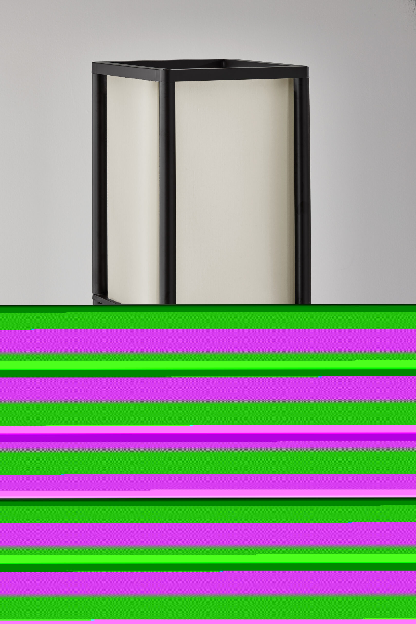 Mainstays 62" Plastic Black Shelf Floor Lamp, Sustainable White Fabric Shade ,Modern Design, New Condition, Adult and Dorm Room Use - Image 2