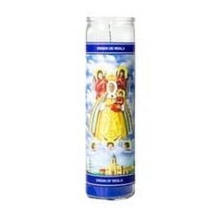 MagicLight Religious Candles 9.6 oz - Glass Jar, Unscented, Vir Of Regla Blu