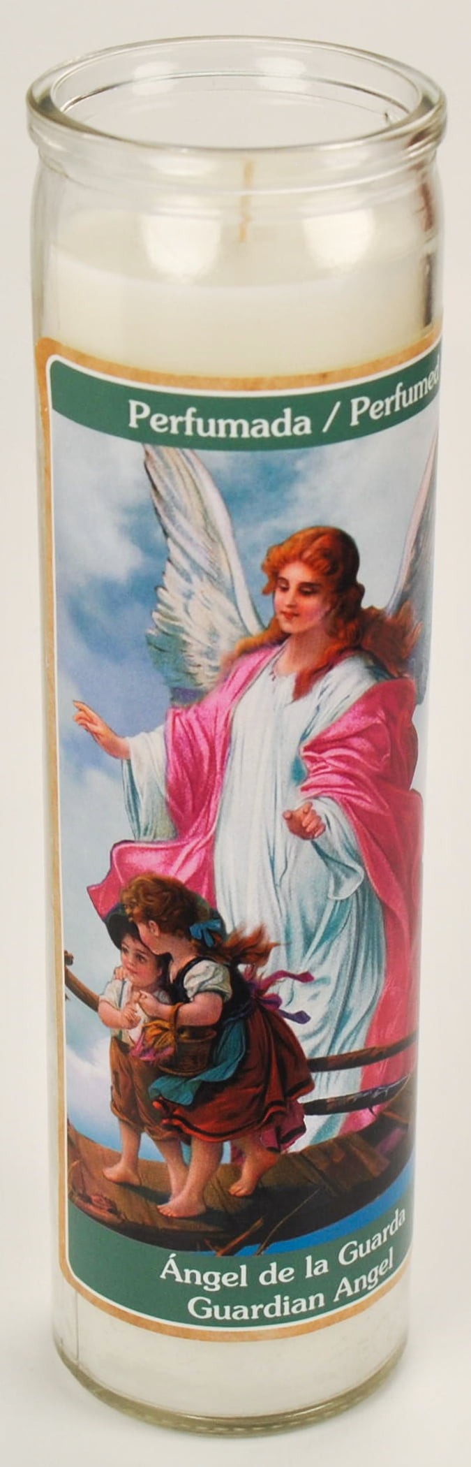 Prayer Candle Guardian Angel Vanilla White Wax, 8 Inch - Image 3