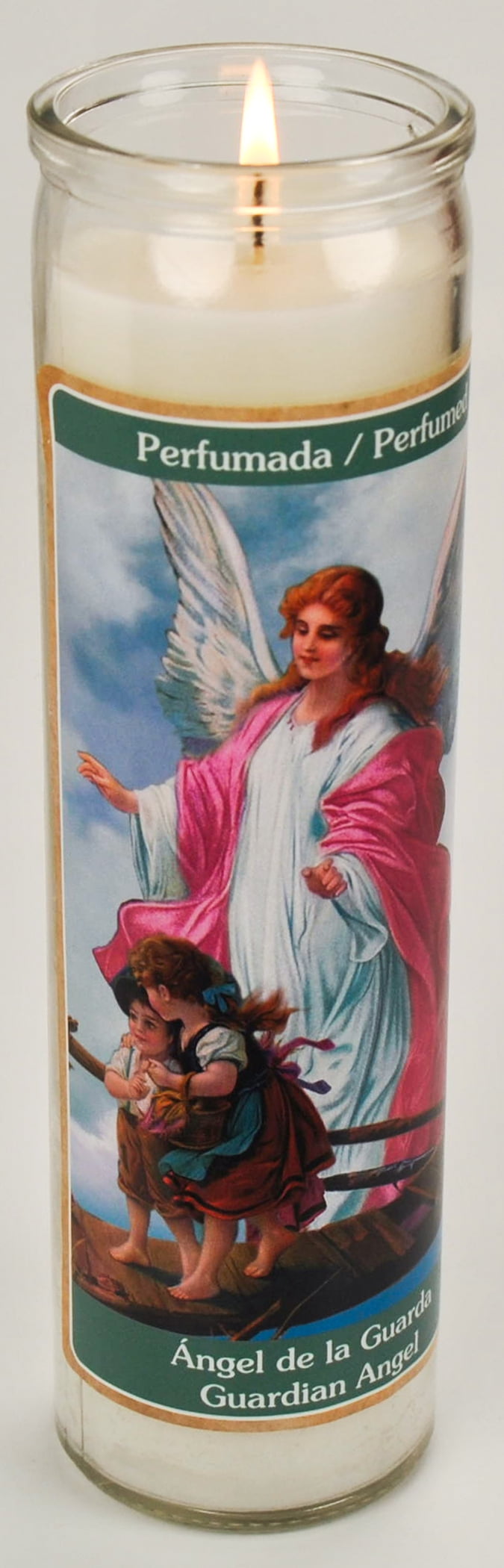 Prayer Candle Guardian Angel Vanilla White Wax, 8 Inch - Image 4