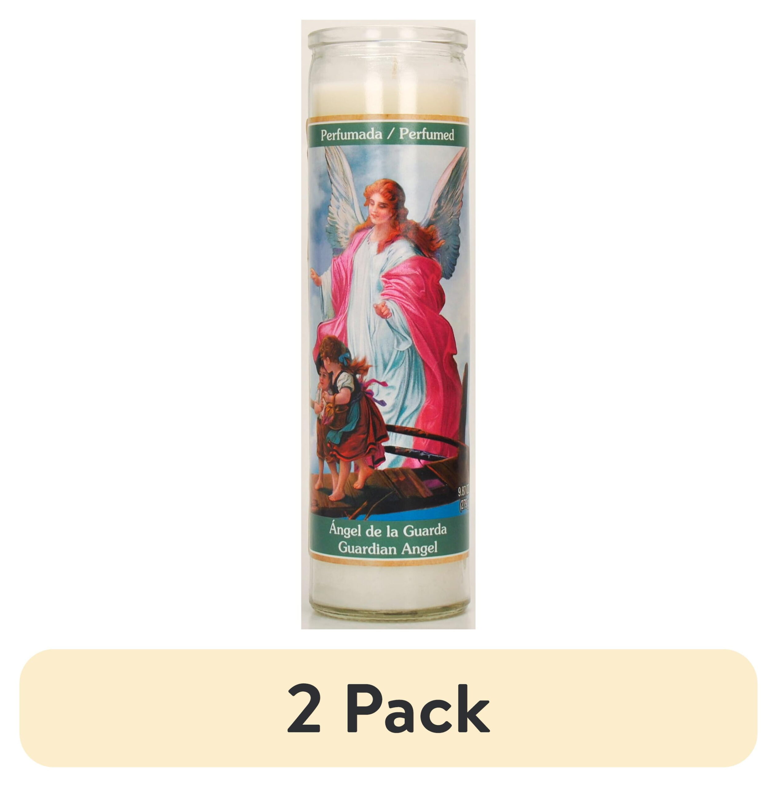 Prayer Candle Guardian Angel Vanilla White Wax, 8 Inch - Image 6