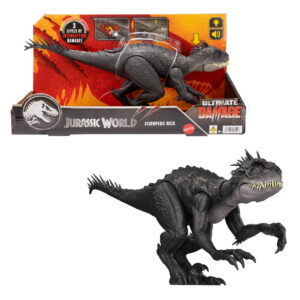 Jurassic World Ultimate Damage Scorpios Rex Dinosaur Toy Figure with Damage, Light & Sound Toy
