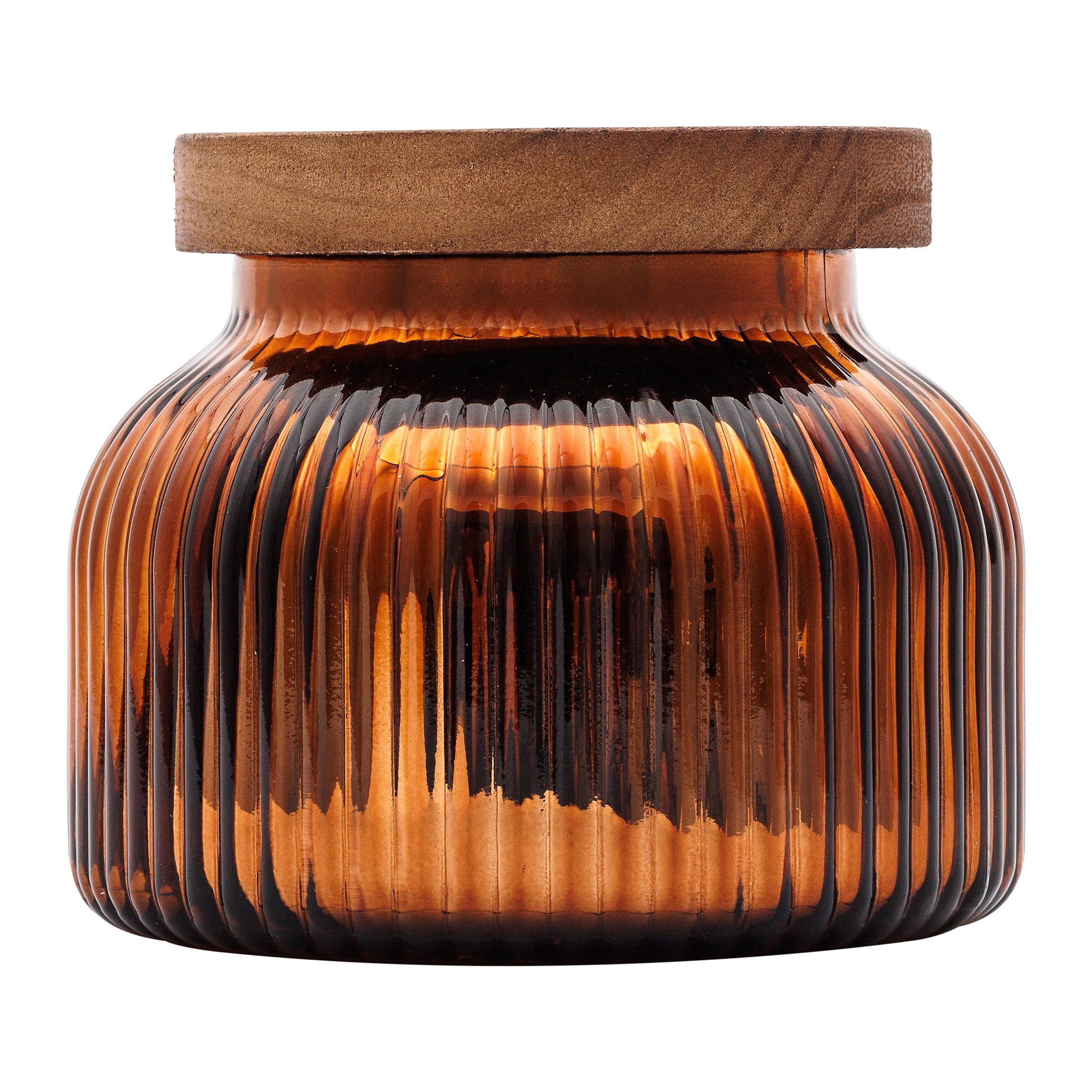 Better Homes & Gardens Farm Apple Pumpkin Scented Cotton 2-Wicks Ribbed Mecury Glass Jar Candle with Wooden Lid 18oz - Image 2