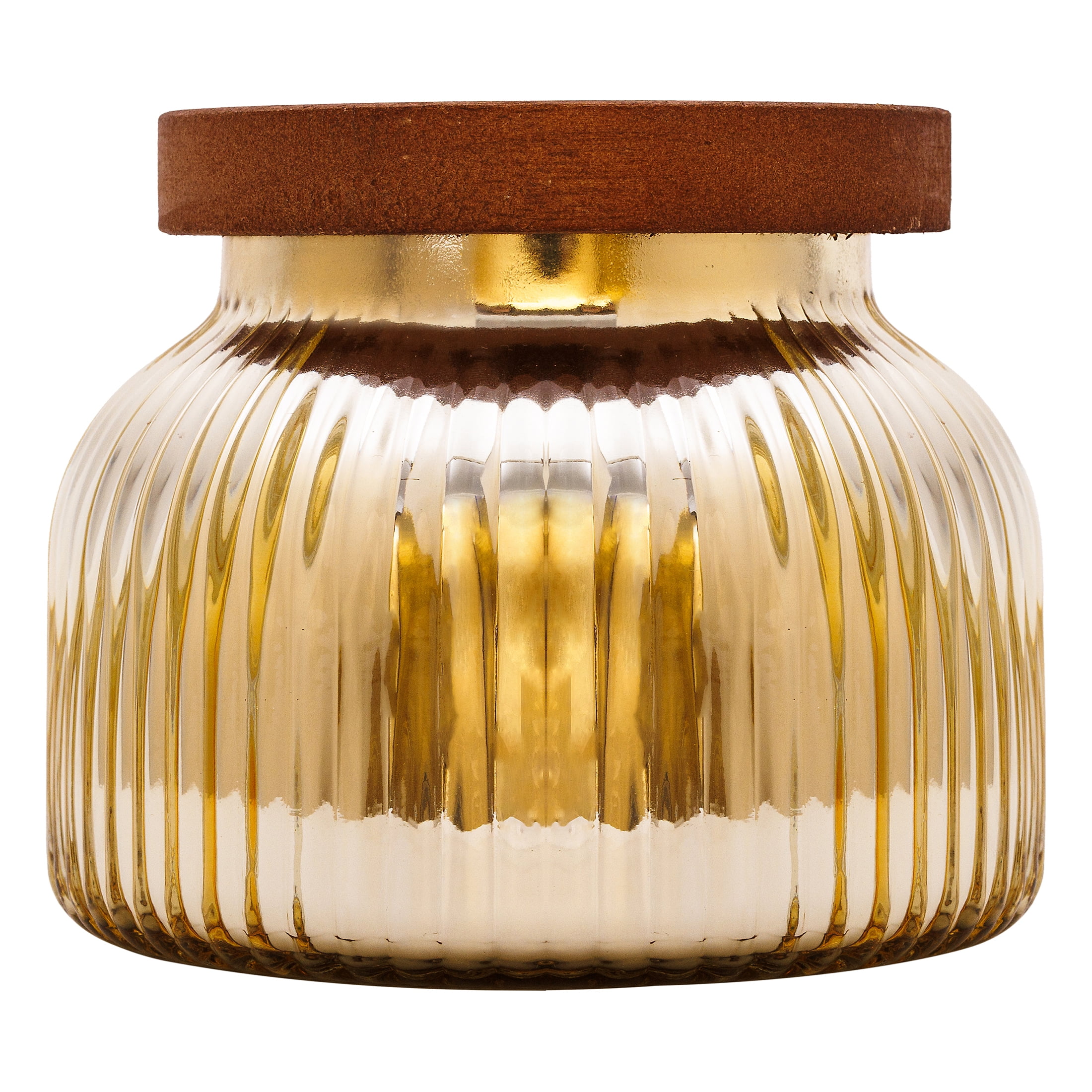 Better Homes & Gardens Farm Apple Pumpkin Scented Cotton 2-Wicks Ribbed Mecury Glass Jar Candle with Wooden Lid 18oz - Image 14