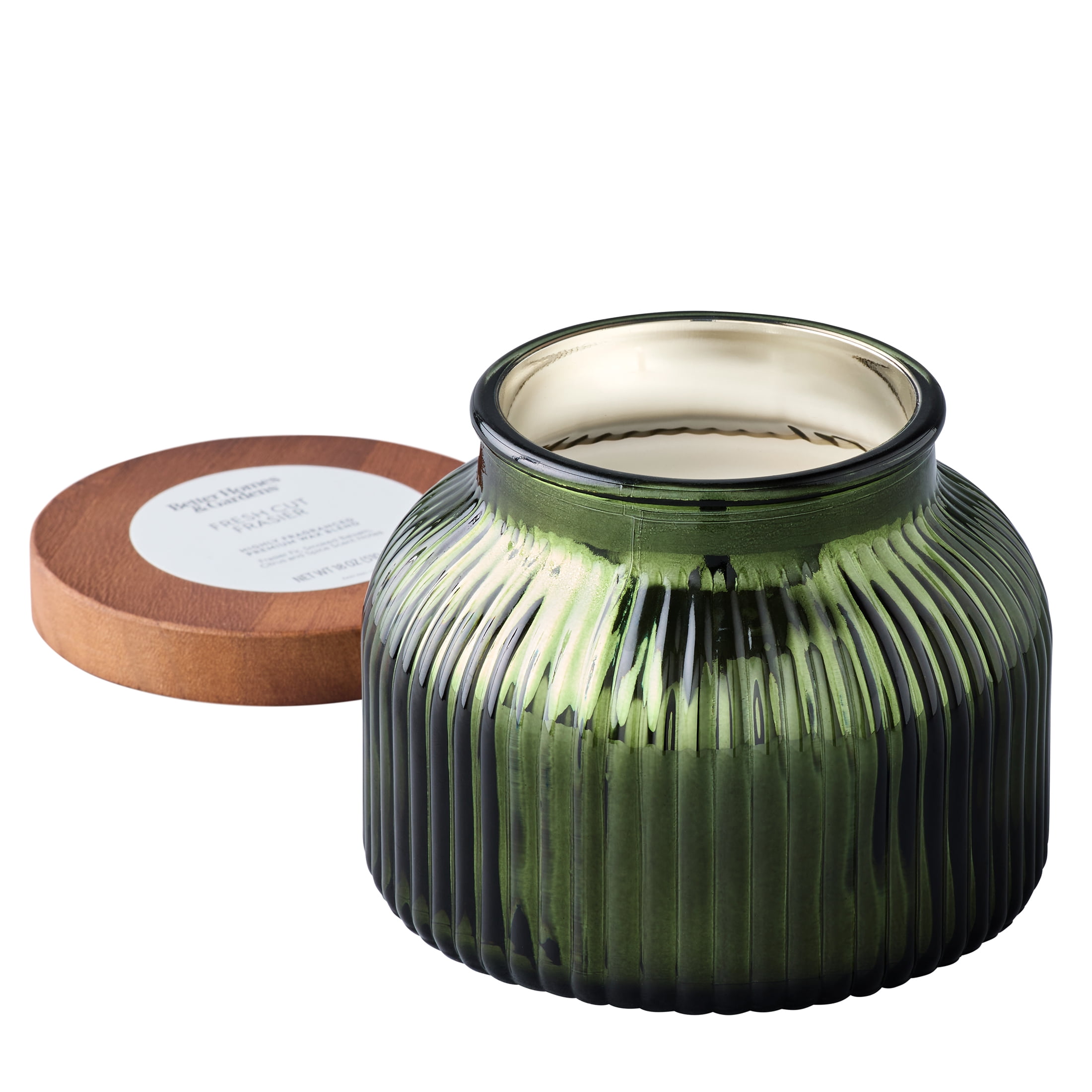 Better Homes & Gardens Farm Apple Pumpkin Scented Cotton 2-Wicks Ribbed Mecury Glass Jar Candle with Wooden Lid 18oz - Image 18
