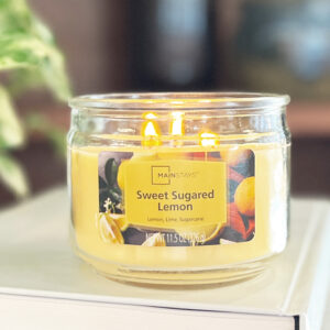 Mainstays 3-Wick Glass Jar Candle, Sweet Sugared Lemon, Yellow, 11.5 oz