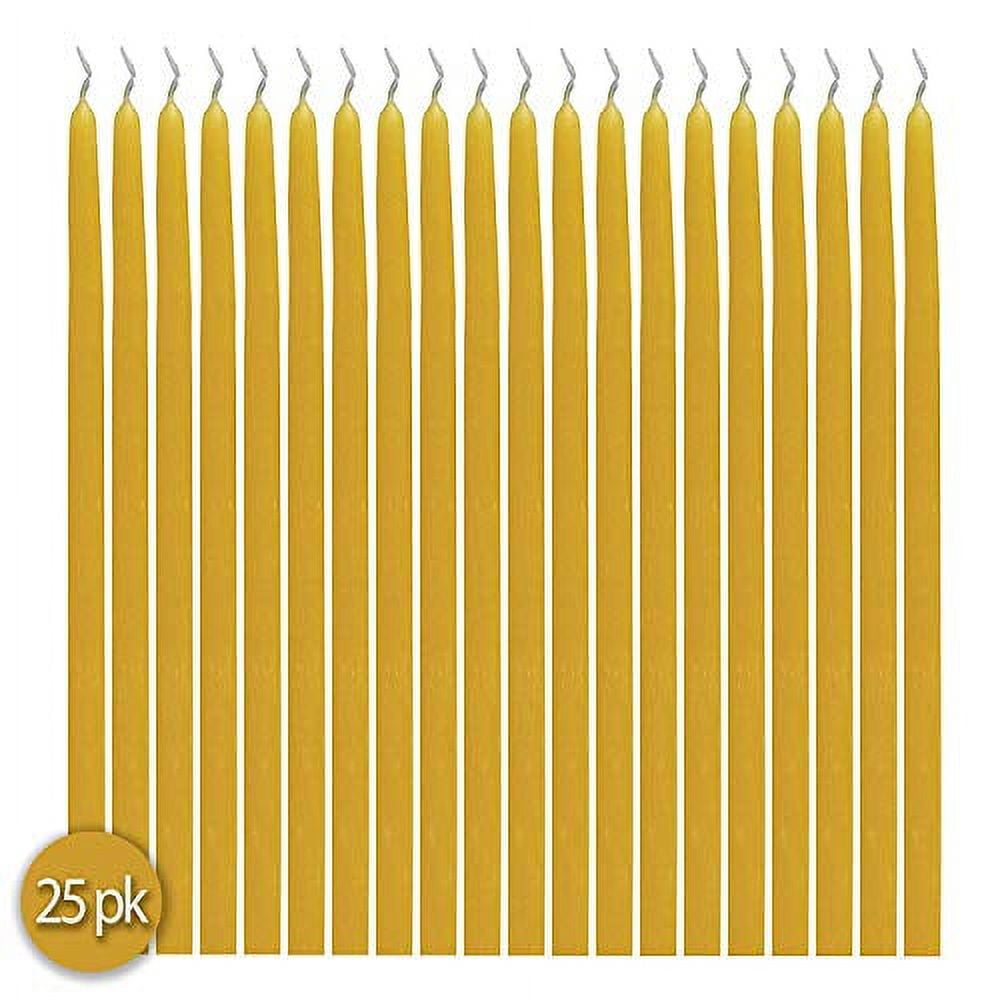Hyoola, 9 Inch x 7/16 Handmade All Natural Beeswax Taper Candles - Yellow Unscented (25 Pack) - Image 2