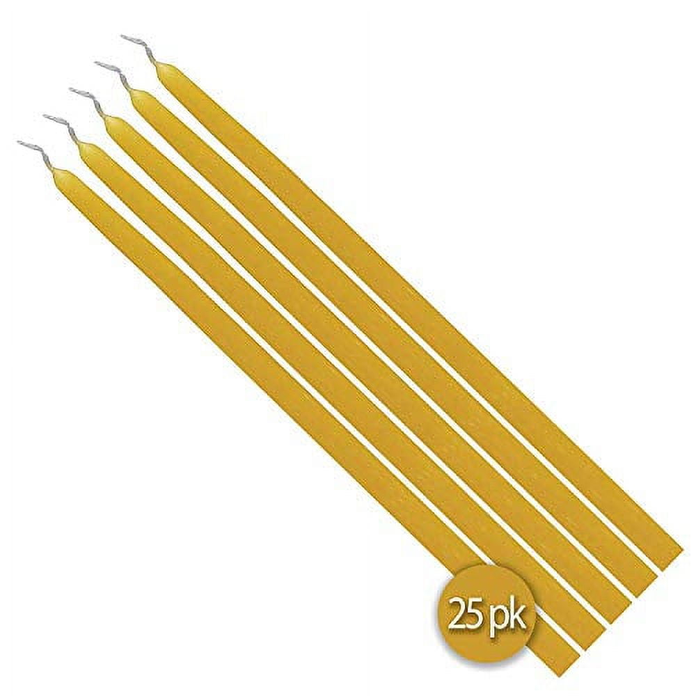 Hyoola, 9 Inch x 7/16 Handmade All Natural Beeswax Taper Candles - Yellow Unscented (25 Pack) - Image 5