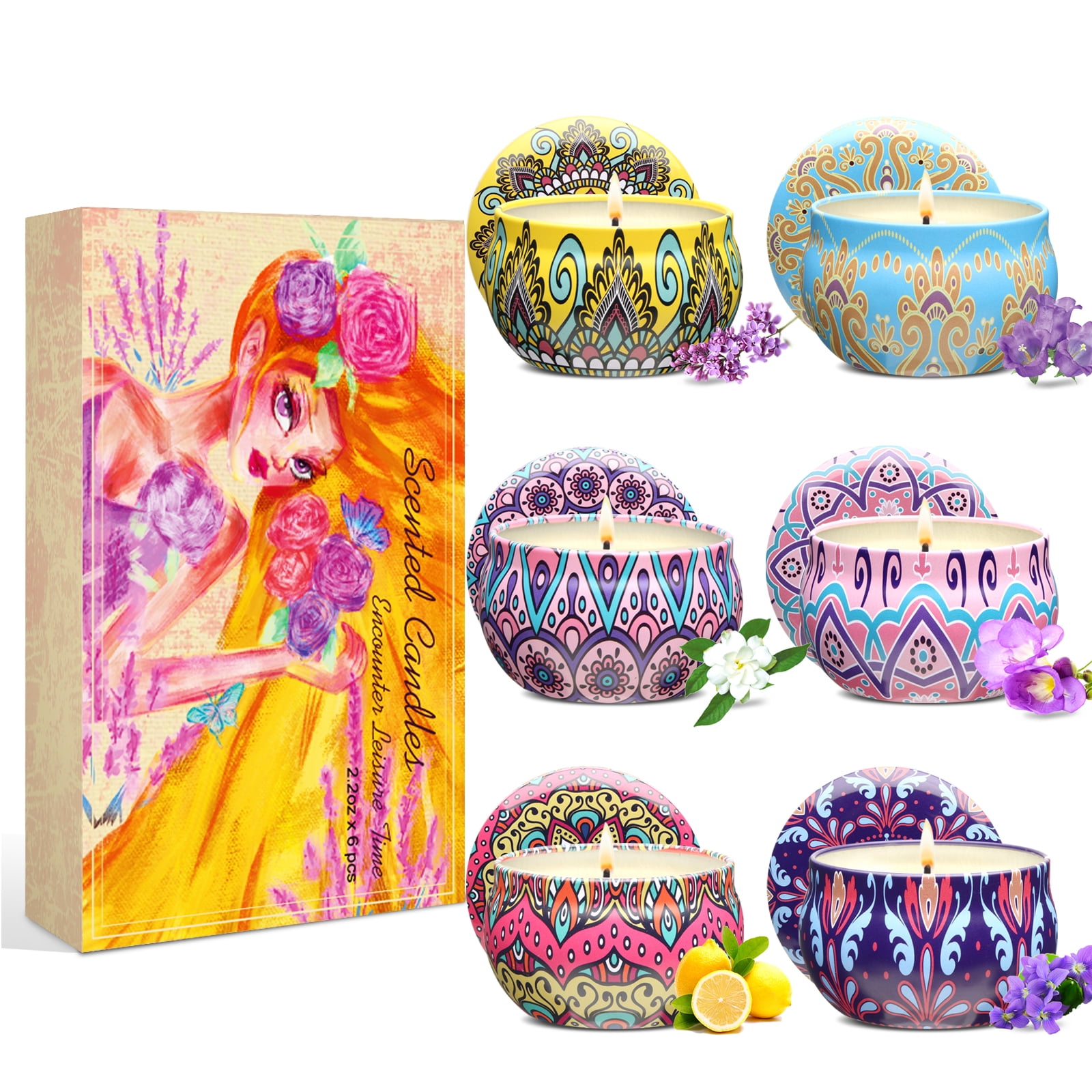 Scented Candles Gift Set, 6 Pack Jar Candles for Women, Each Candle Burns for 15 h - Image 2
