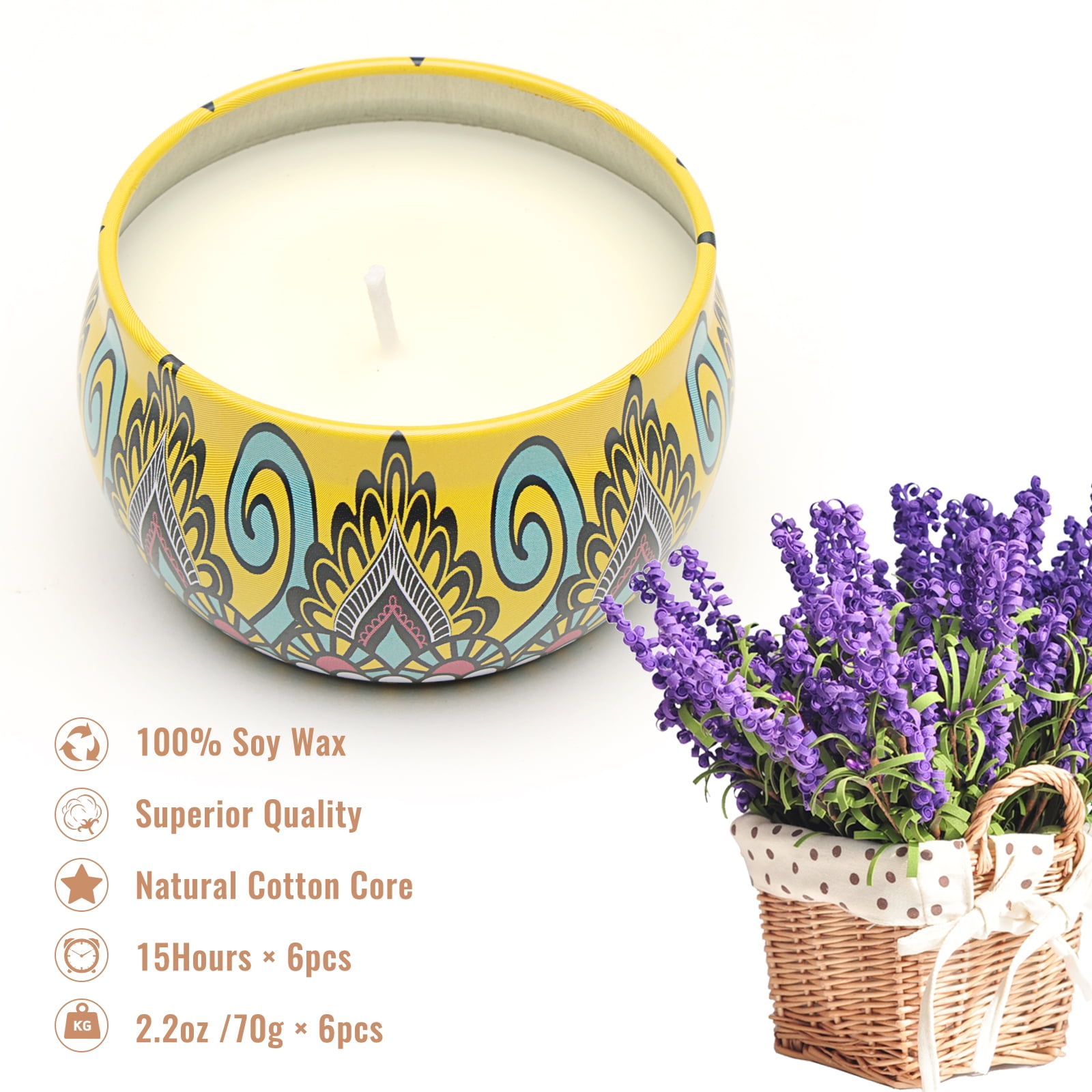 Scented Candles Gift Set, 6 Pack Jar Candles for Women, Each Candle Burns for 15 h - Image 3