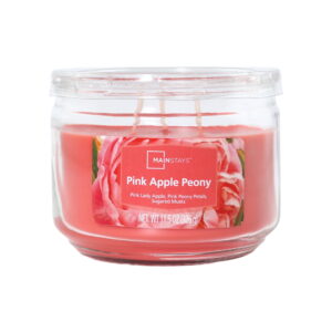 Mainstays 3-Wick Glass Jar Candle, Pink Apple Peony, 11.5 oz