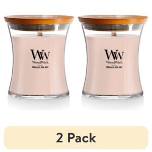 (2 pack) WoodWick Medium Hourglass Scented Candle, Vanilla & Sea Salt, 9.7 oz