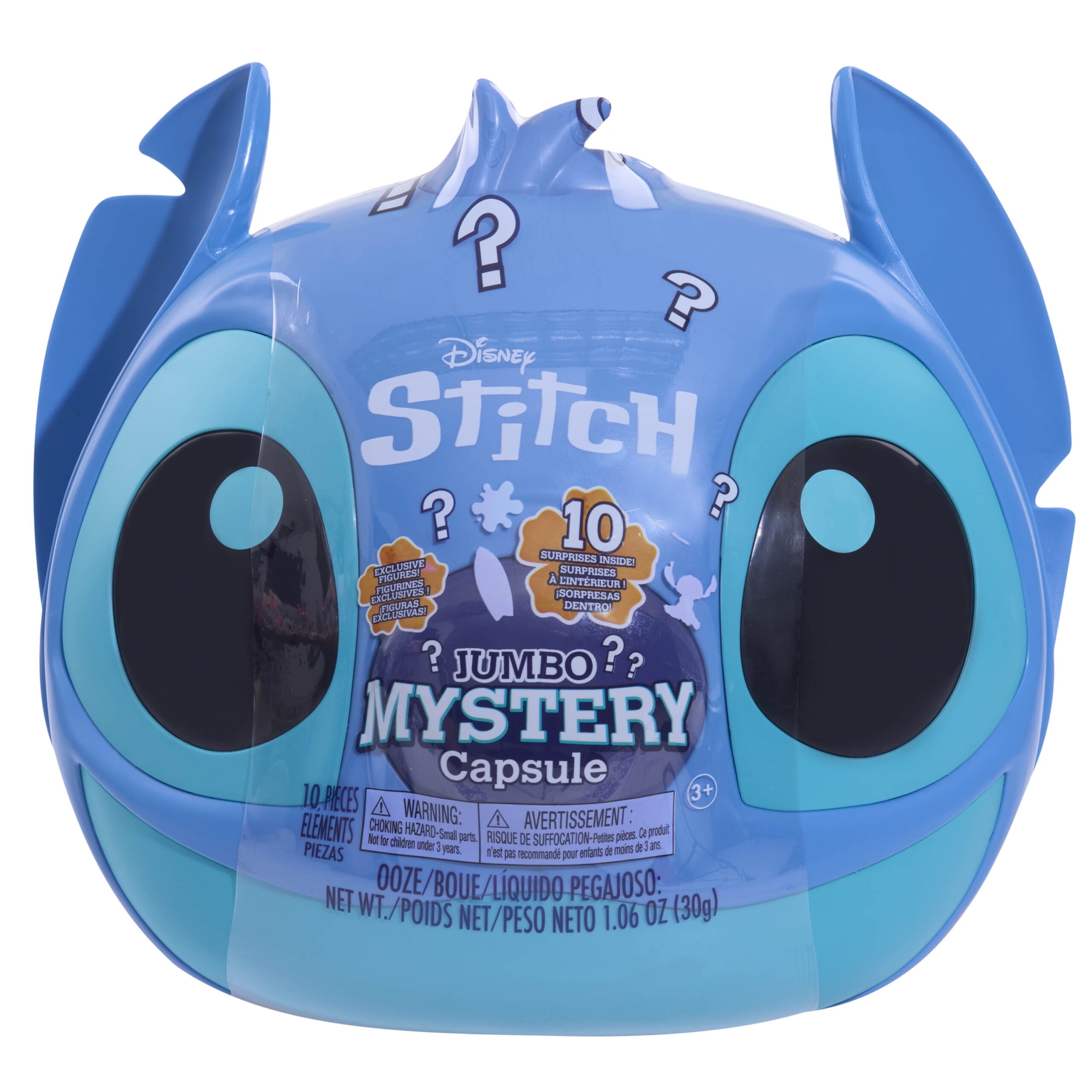 Disney Stitch Jumbo Mystery Capsule, 10 Surprises Inside, Collectible Figures and Plush, Blind Box, Toy for Fans, Boys, Girls, Kids Ages 3 and up
