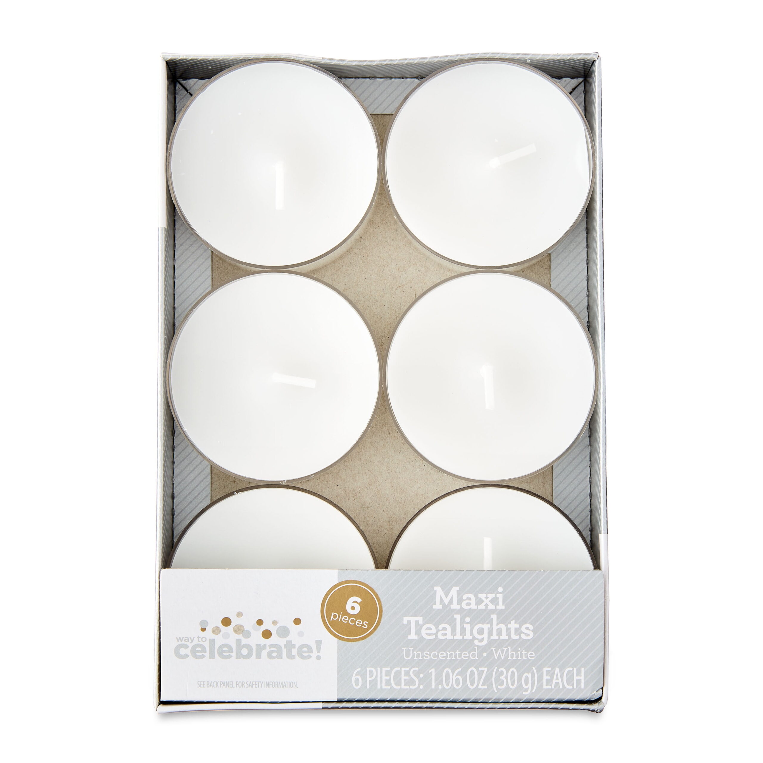 Maxi Tealight Candles, Unscented, White, 6 Count, by Way To Celebrate