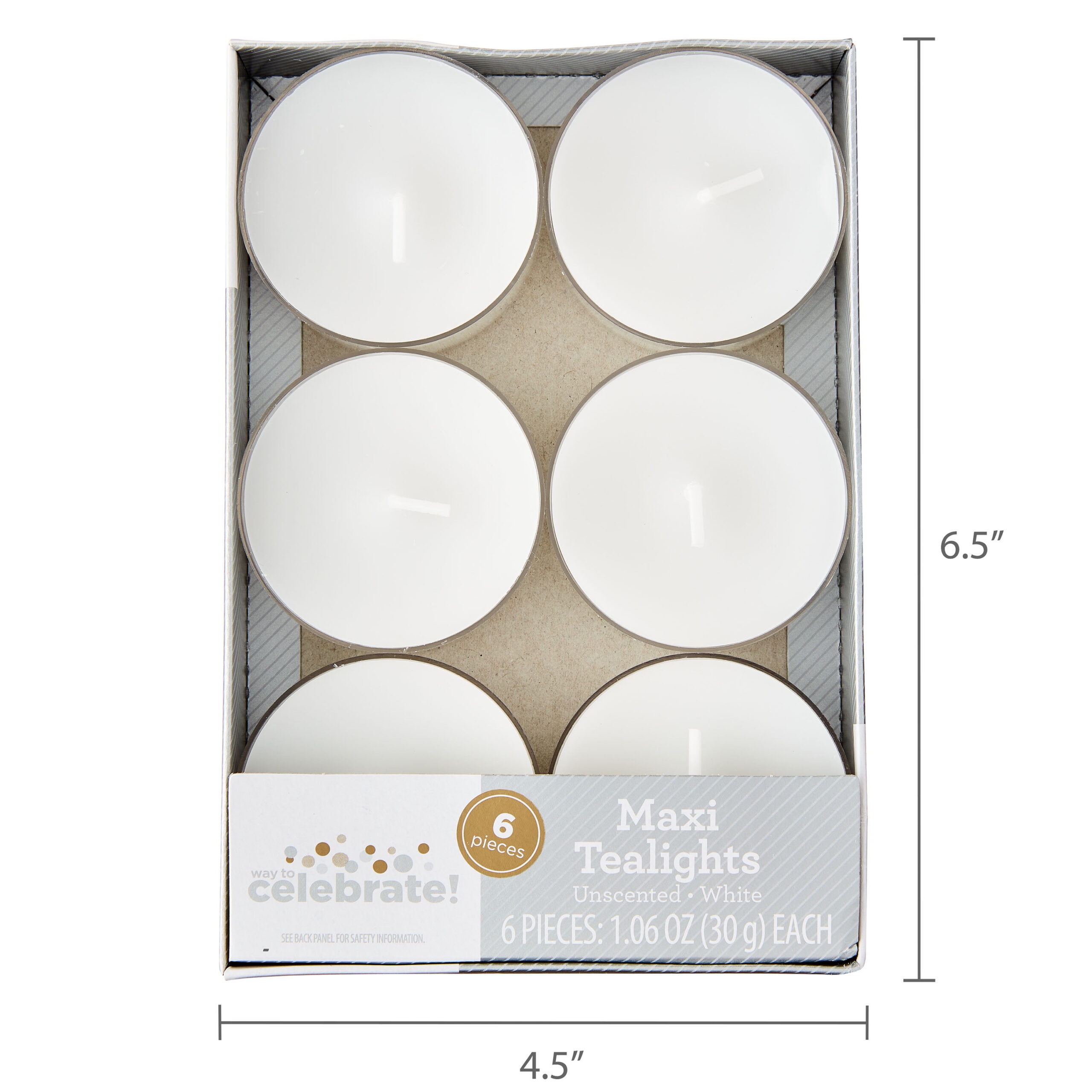 Maxi Tealight Candles, Unscented, White, 6 Count, by Way To Celebrate - Image 6