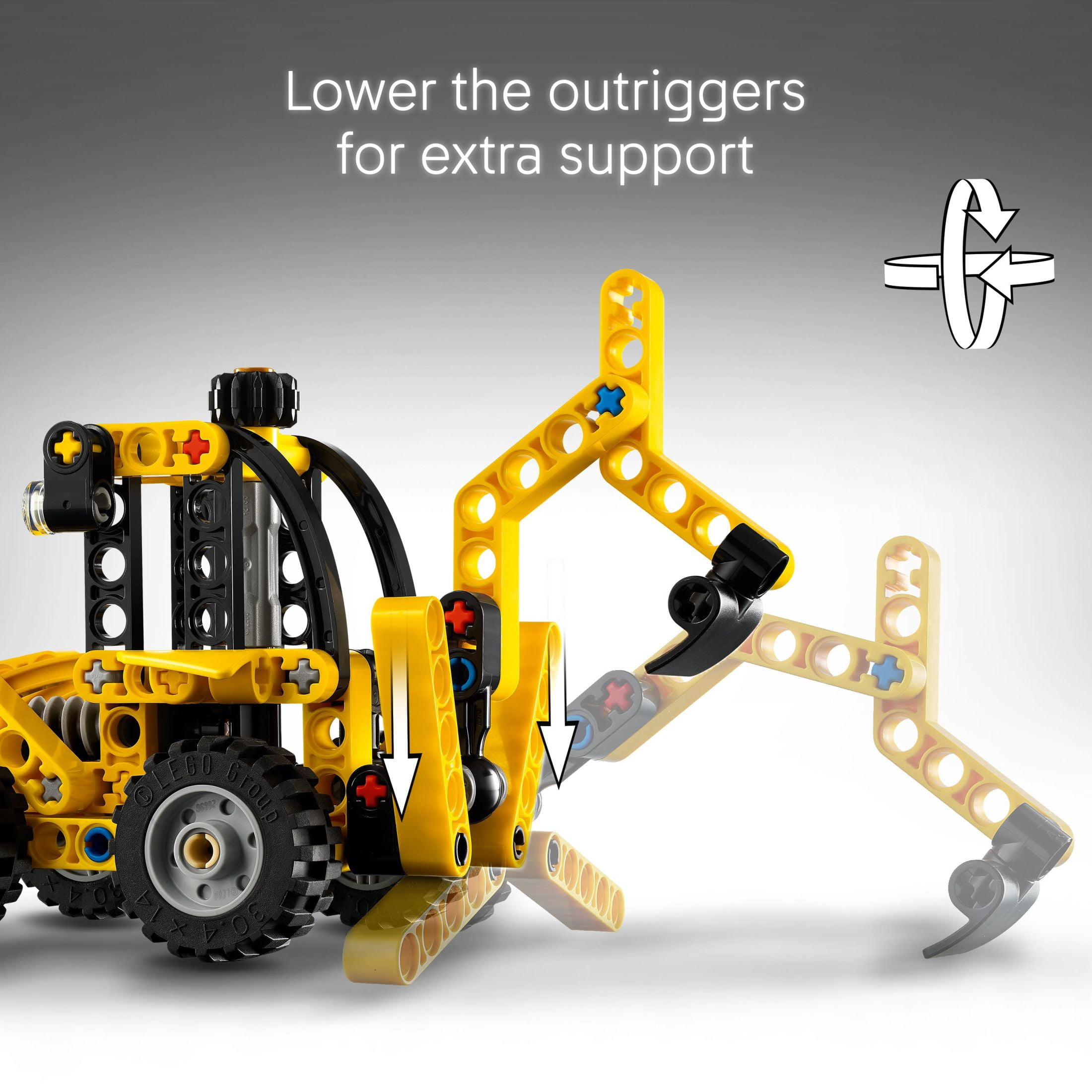 LEGO Technic Backhoe Loader Construction Toys - Building Toys Set for Boys & Girls, Ages 7+ - Educational Gift Ideas for Kids Birthday W/ Usable Back Digger, Scoop, & Outriggers - 42197 - Image 5
