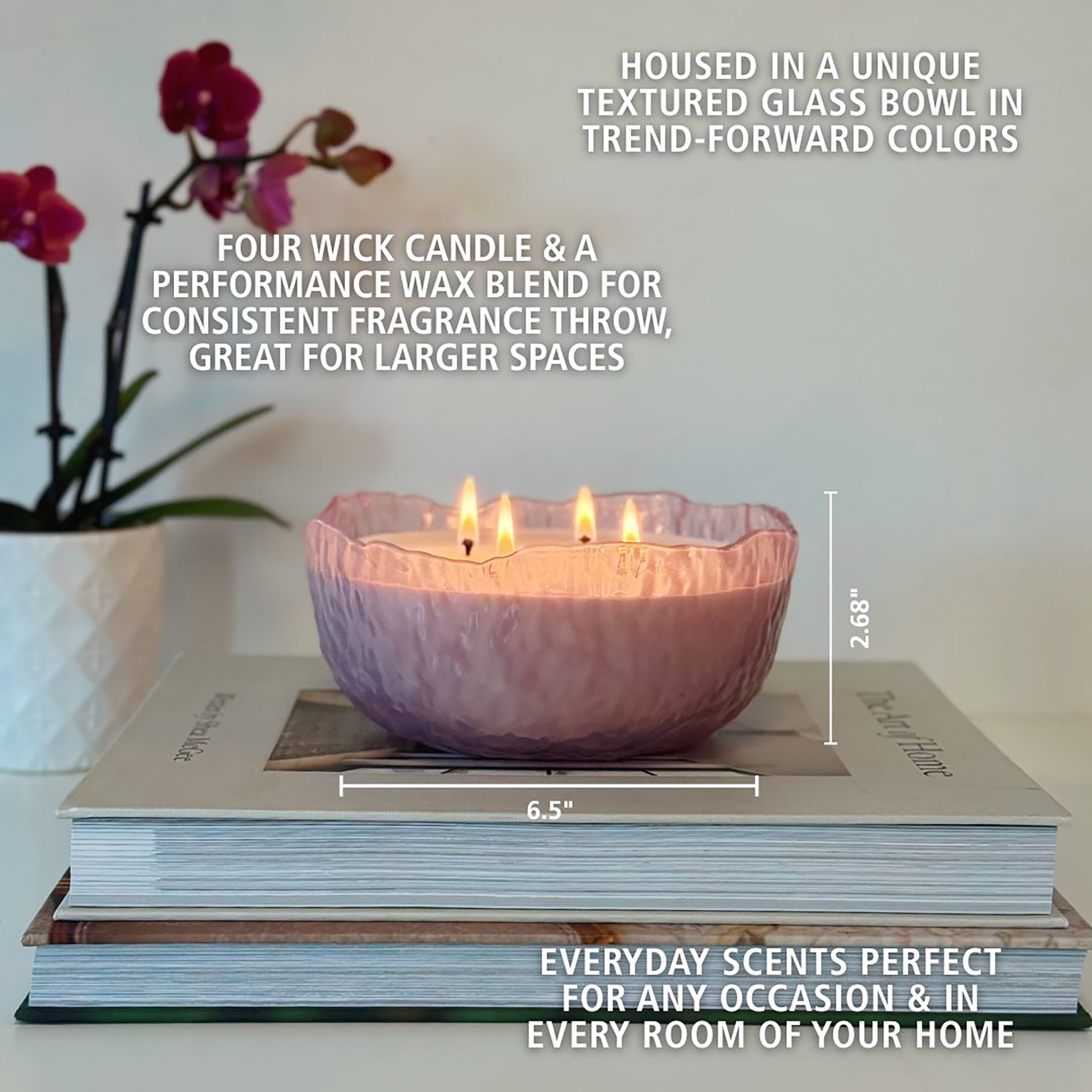 Home Decor Collection 3-Wick Moon Bowl Scented Jar Candle, Santal Fluer & Amber, 21.3 oz. - Image 13