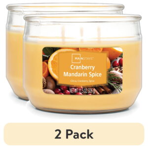 (2 pack) Mainstays Cranberry Mandarin Spice, 3 Wick Candle, 11.5 oz