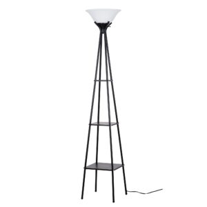 Mainstays Charcoal Finish Metal Etagere Floor Lamp with Shelves