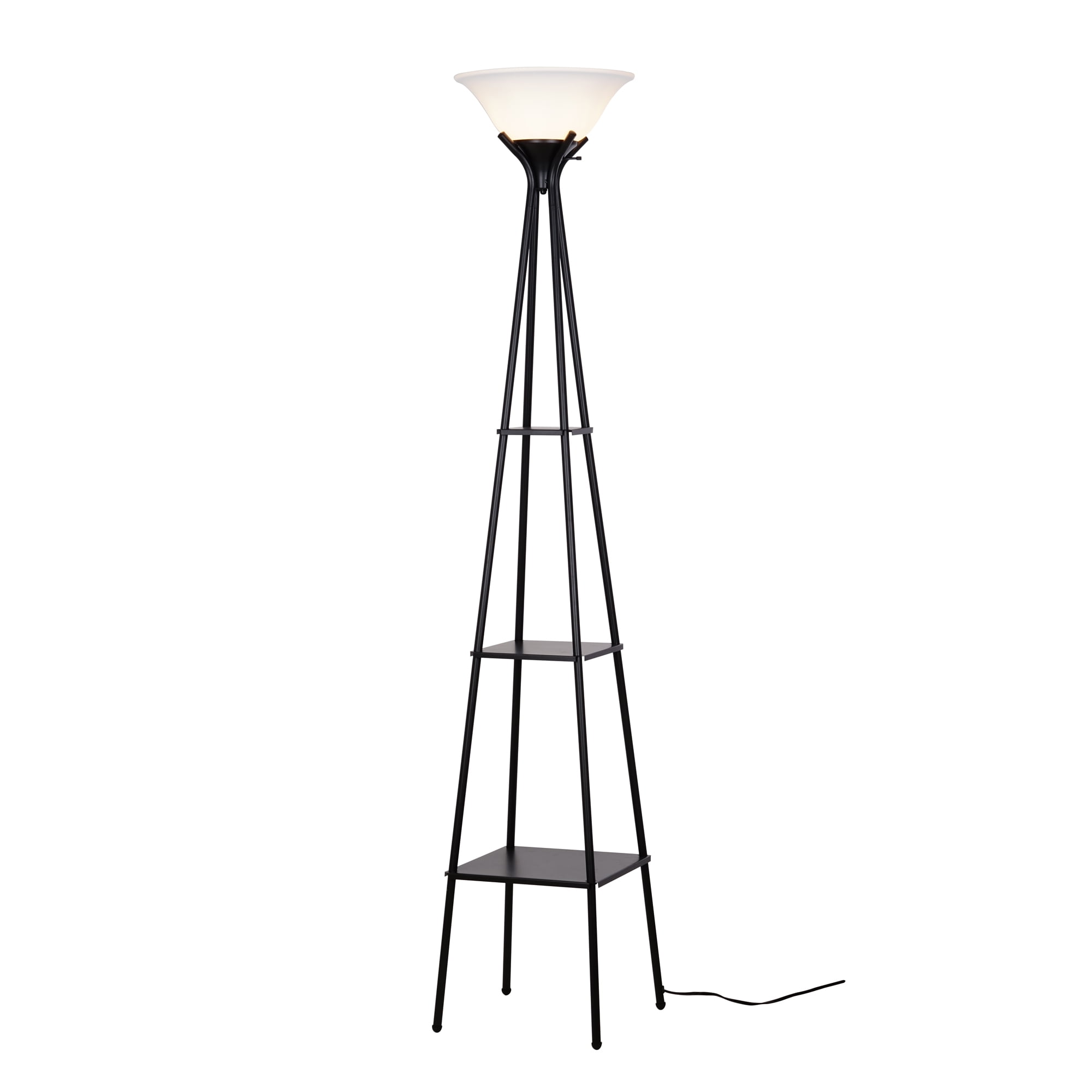 Mainstays Charcoal Finish Metal Etagere Floor Lamp with Shelves - Image 2