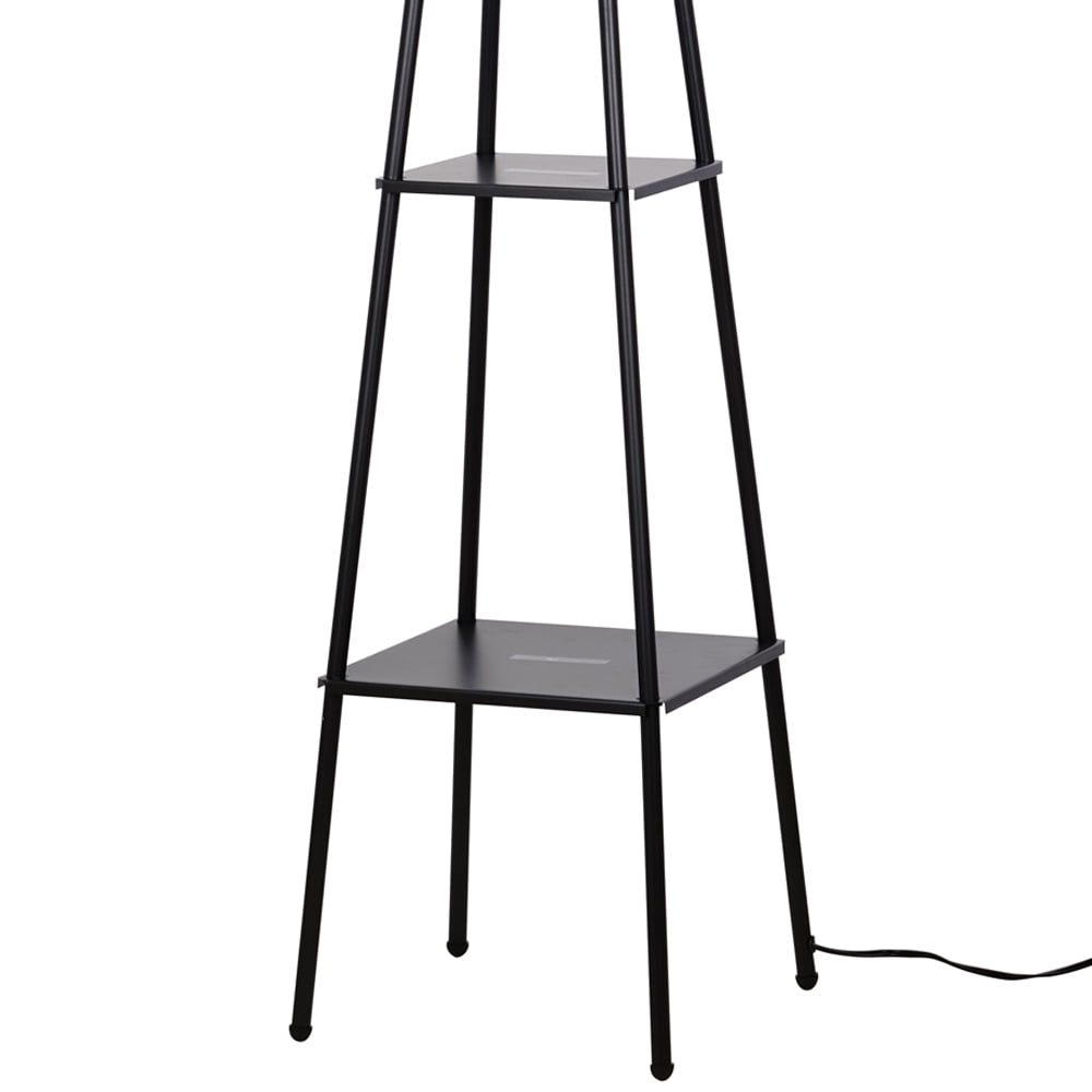 Mainstays Charcoal Finish Metal Etagere Floor Lamp with Shelves - Image 3